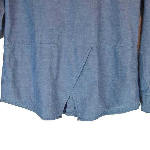ALC Woman Cotton Chambray Tulip Hem Back Blouse, Size Small - Picture 7 of 10